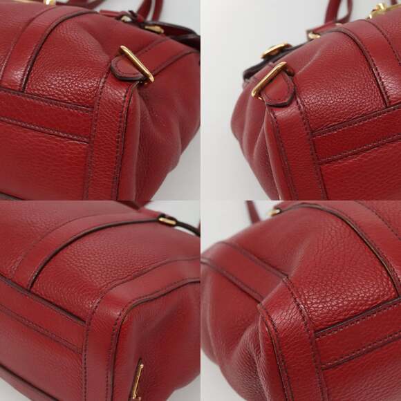 PRADA Tote Bag Leather Red Gold - Picture 10 of 12